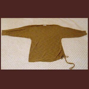 Ruched Drawstring Knit Top Brown Heathered Cozycore Minimalist S Earthy Neutrals